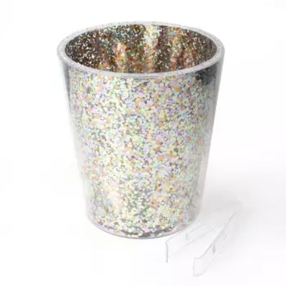 Ice Bucket With Tongs Glitter Enclosed In Clear Double Panel Open Faced Bucket - Picture 8 of 8